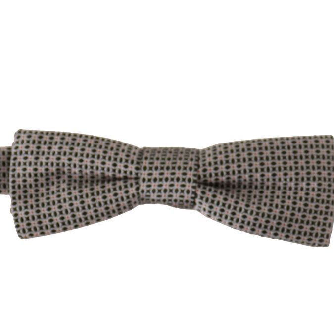 Dolce & Gabbana Black White Flower Pattern Silk Neck Papillon Tie
