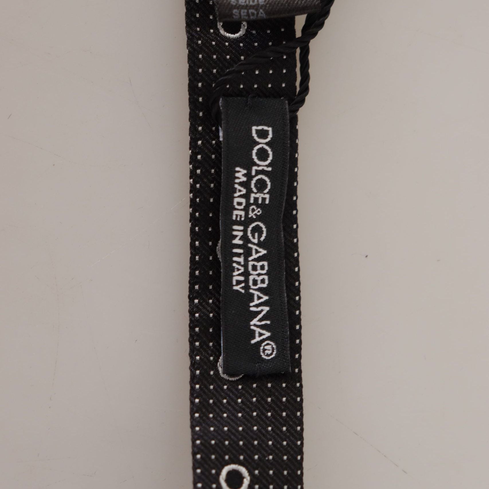 Dolce & Gabbana Black White Polka Dot 100% Silk Neck Papillon Tie