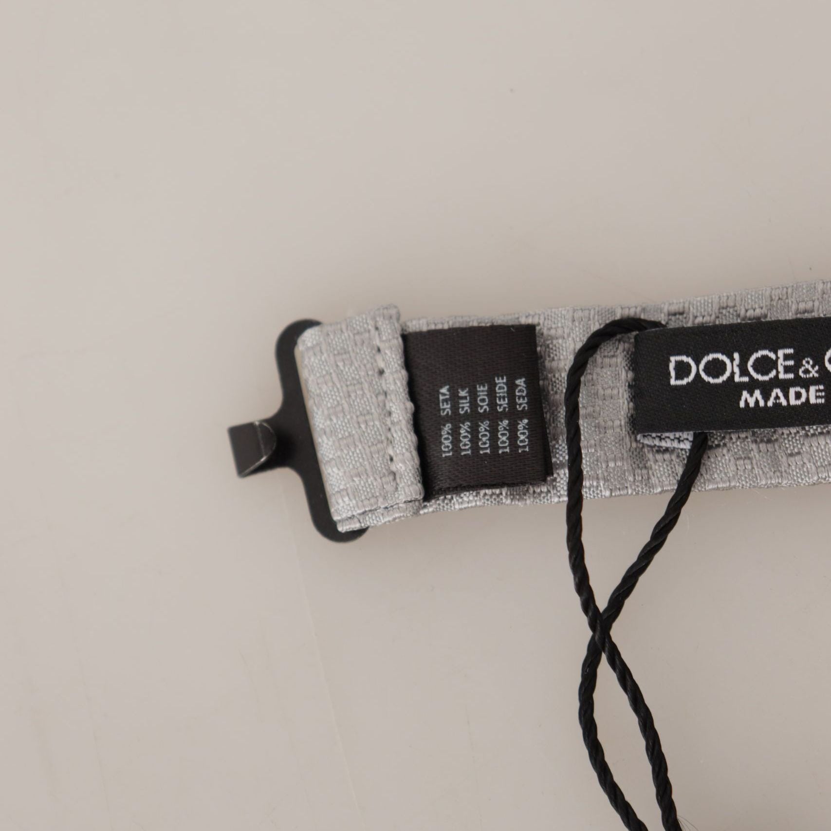 Dolce & Gabbana Gray 100% Silk Adjustable Neck Papillon Tie
