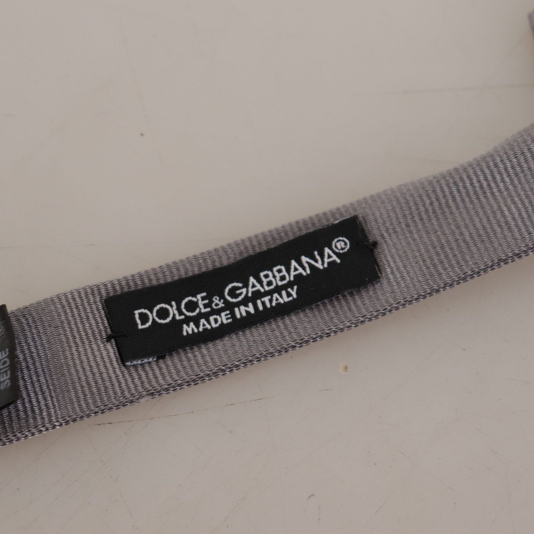 Dolce & Gabbana Gray 100% Silk Adjustable Neck Papillon Tie