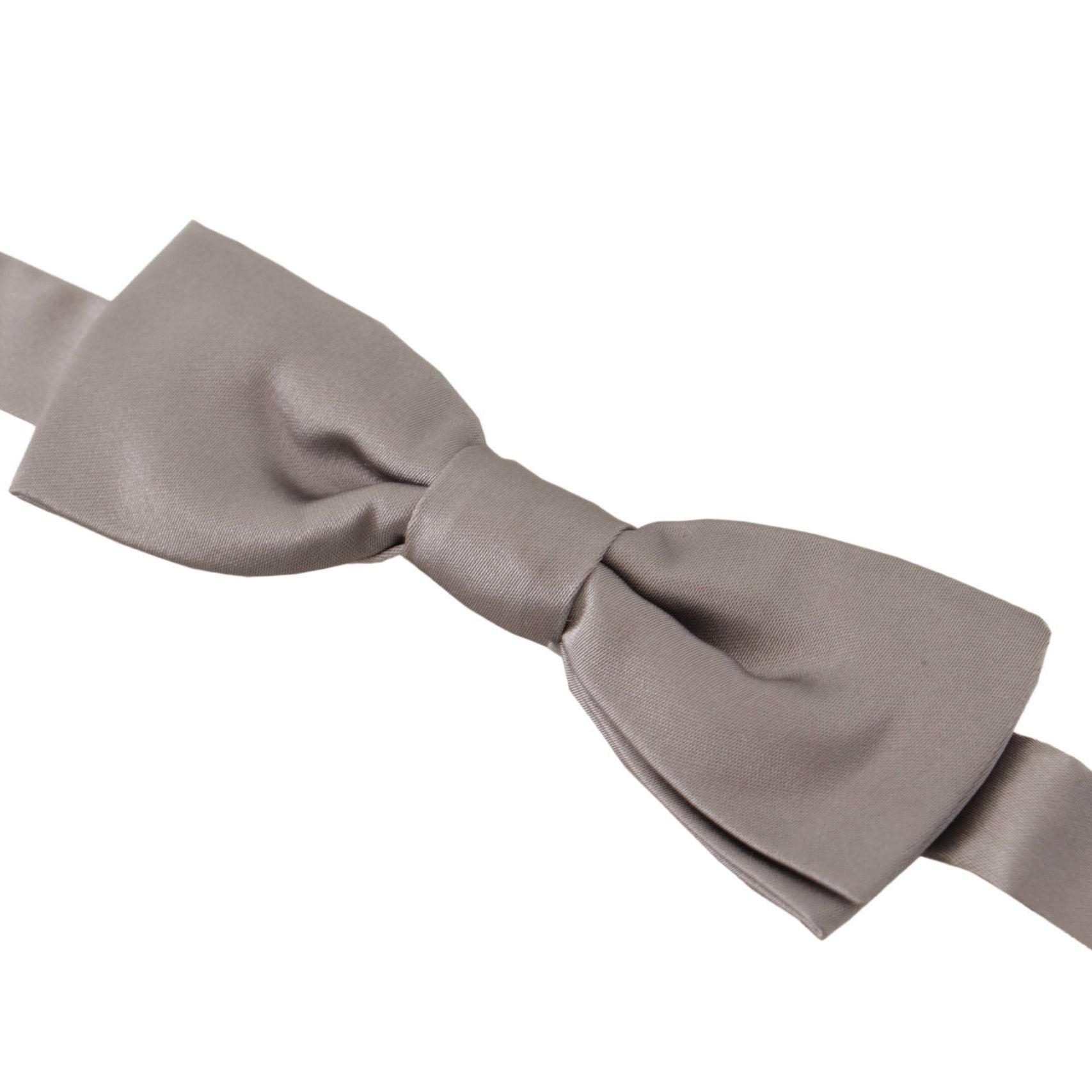 Dolce & Gabbana Silver 100% Silk Slim Adjustable Neck Papillon Tie