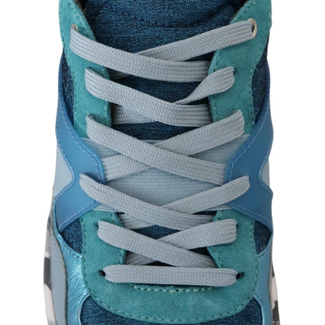 Dolce & Gabbana Blue Gray Leather Sport Low Top Sneakers