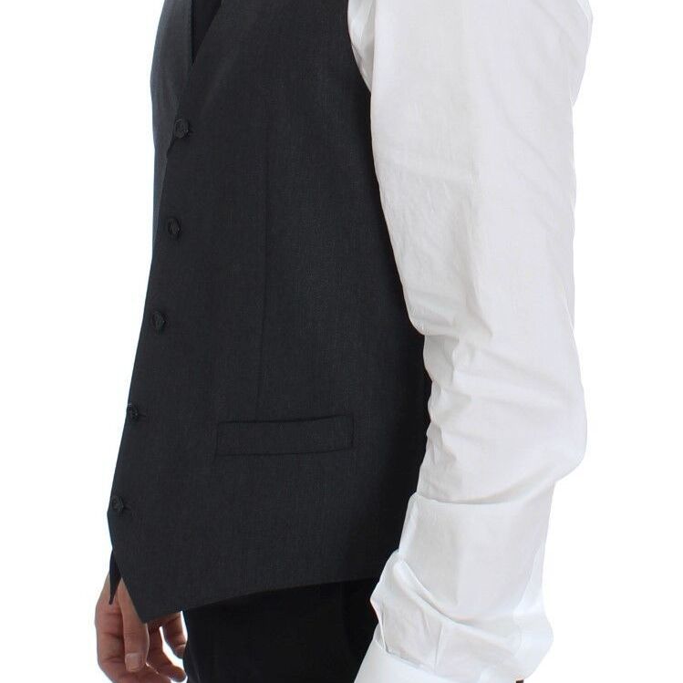 Dolce & Gabbana Gray Wool Formal Dress Vest Gilet Weste