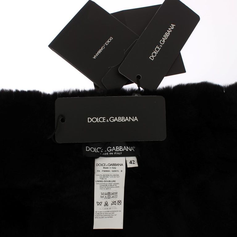 Dolce & Gabbana Silver Sequined Floral Weasel Fur Shoulder Scarf Wrap
