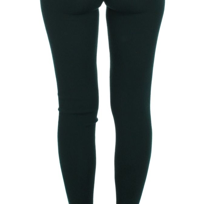 Dolce & Gabbana Green Cashmere Stretch Tights Pants