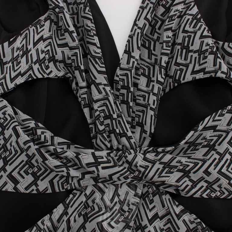 Karl Lagerfeld Gray Black Silk Blouse Top
