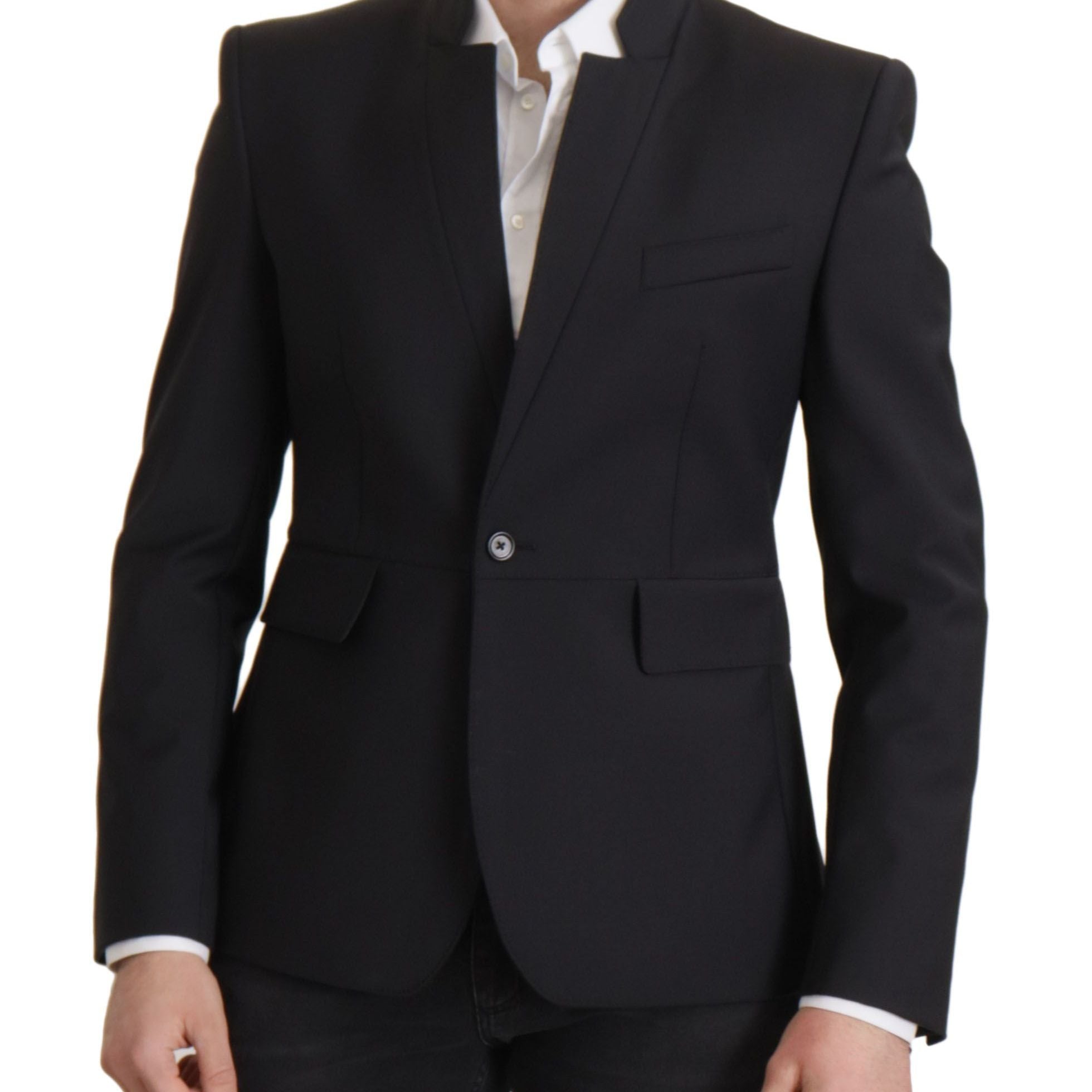 Dolce & Gabbana Black Wool Single Breasted Coat Men Blazer