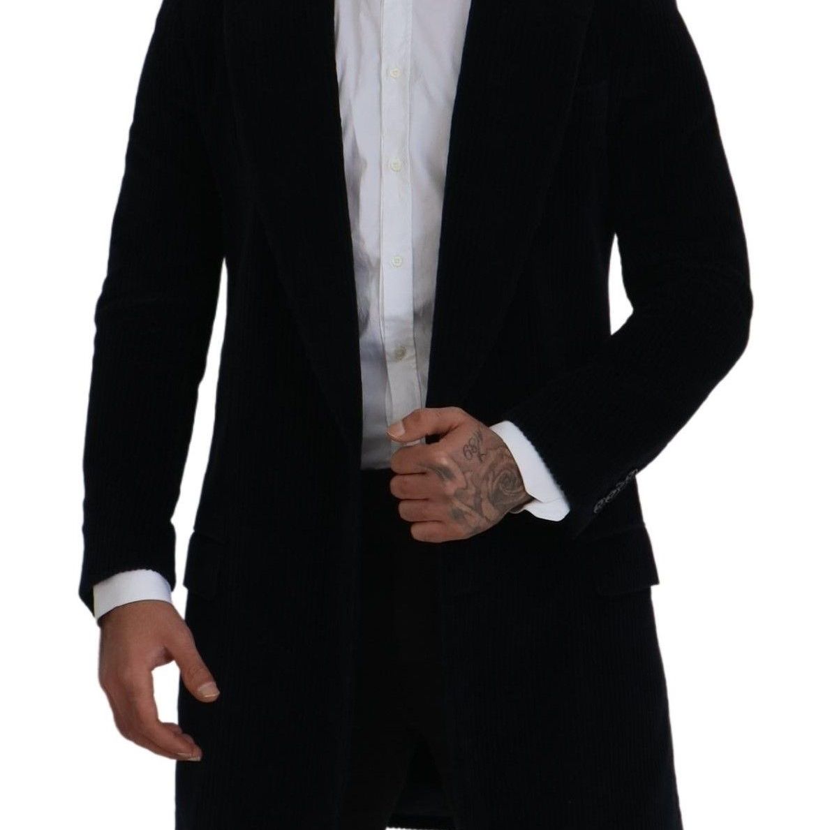 Dolce & Gabbana Black Cotton Cardigan Long Coat Men Jacket