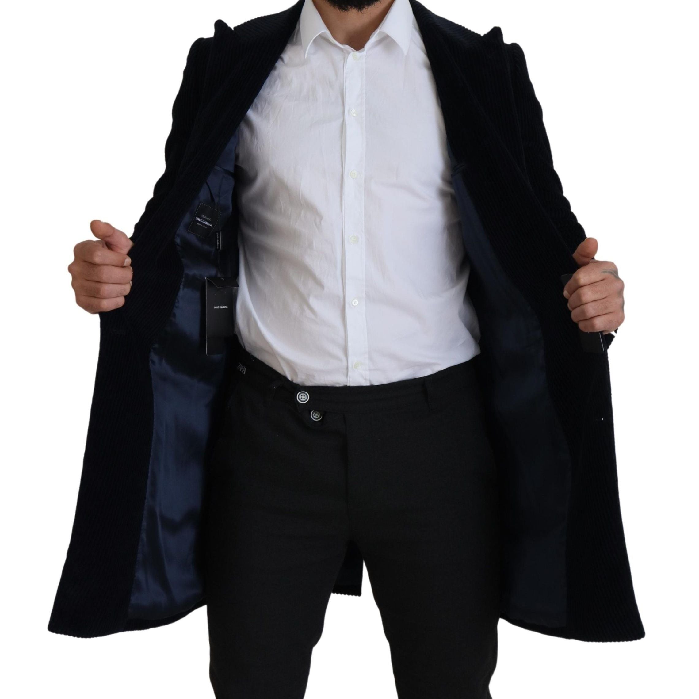 Dolce & Gabbana Black Cotton Cardigan Long Coat Men Jacket