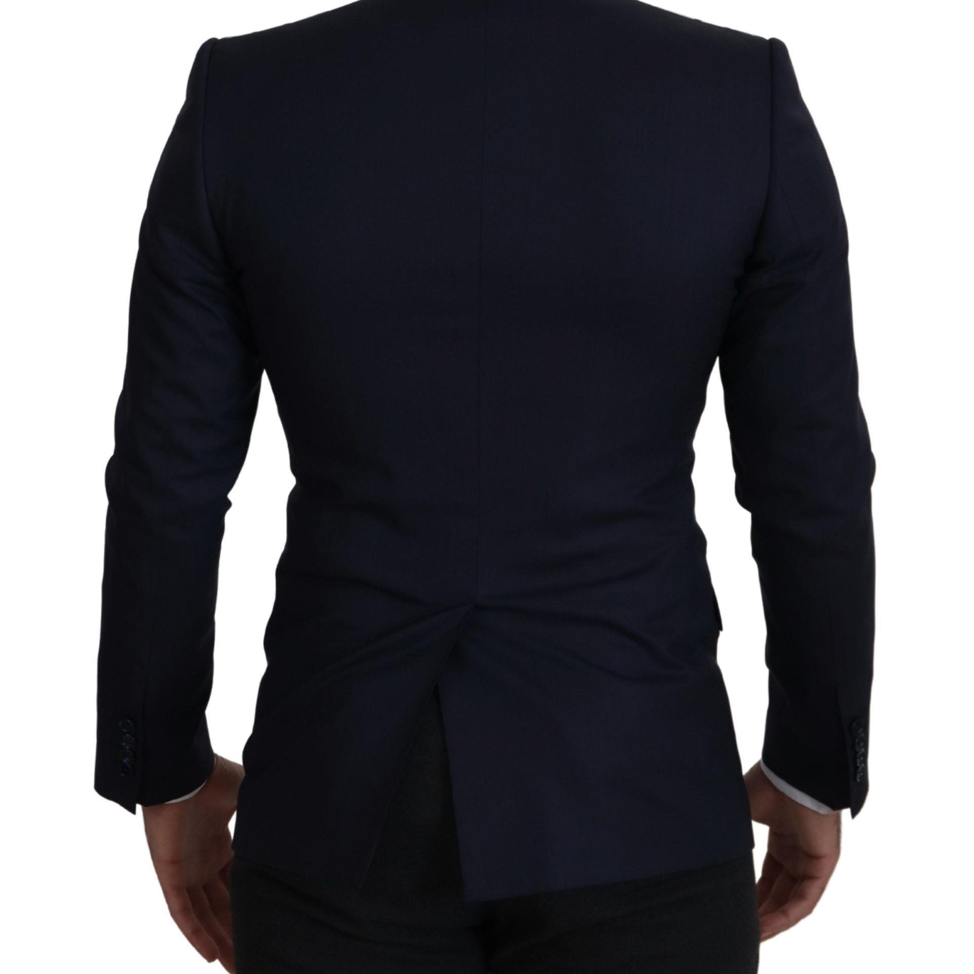 Dolce & Gabbana Blue Wool Single Breasted Coat Blazer