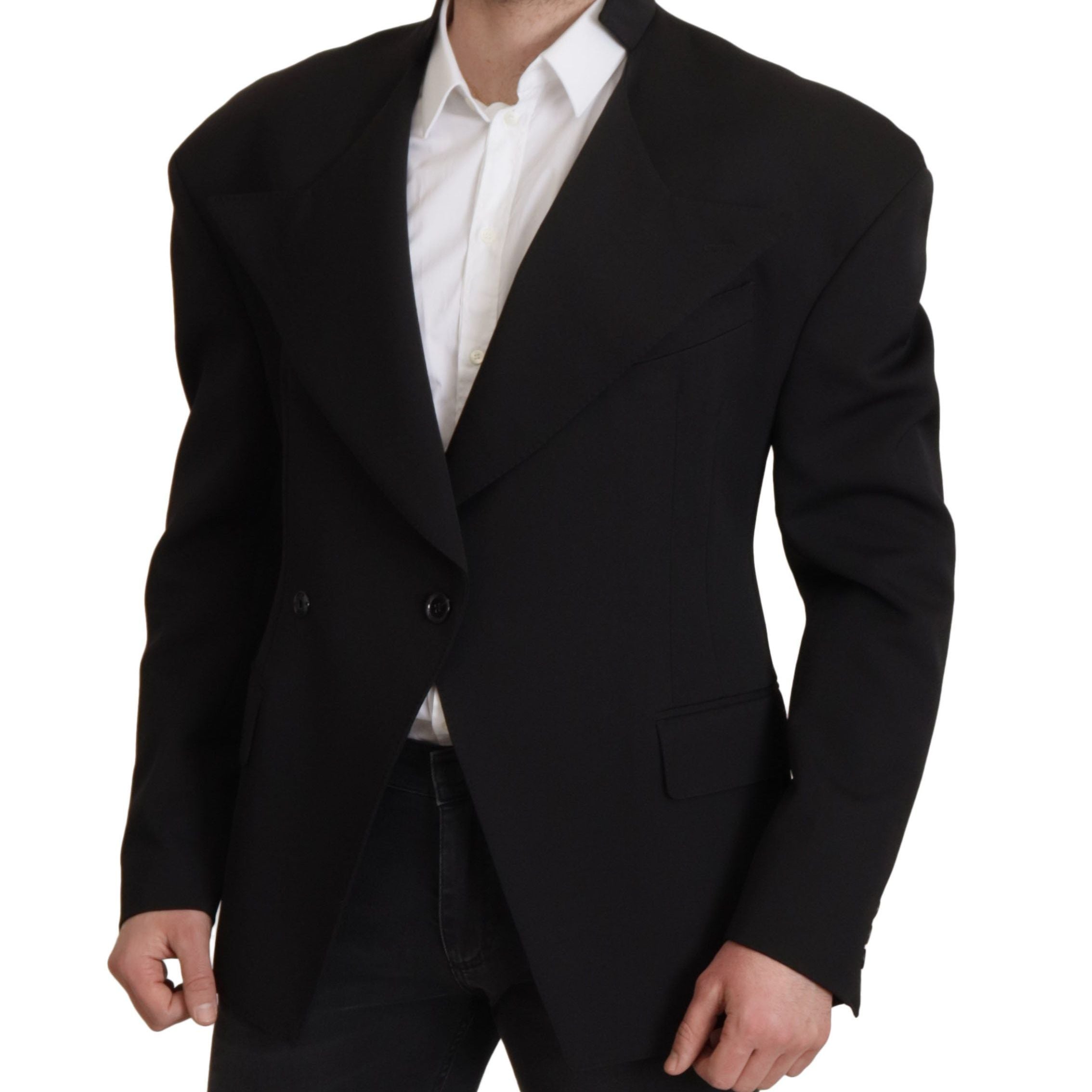 Dolce & Gabbana Black Wool Single Breasted Jacket Blazer