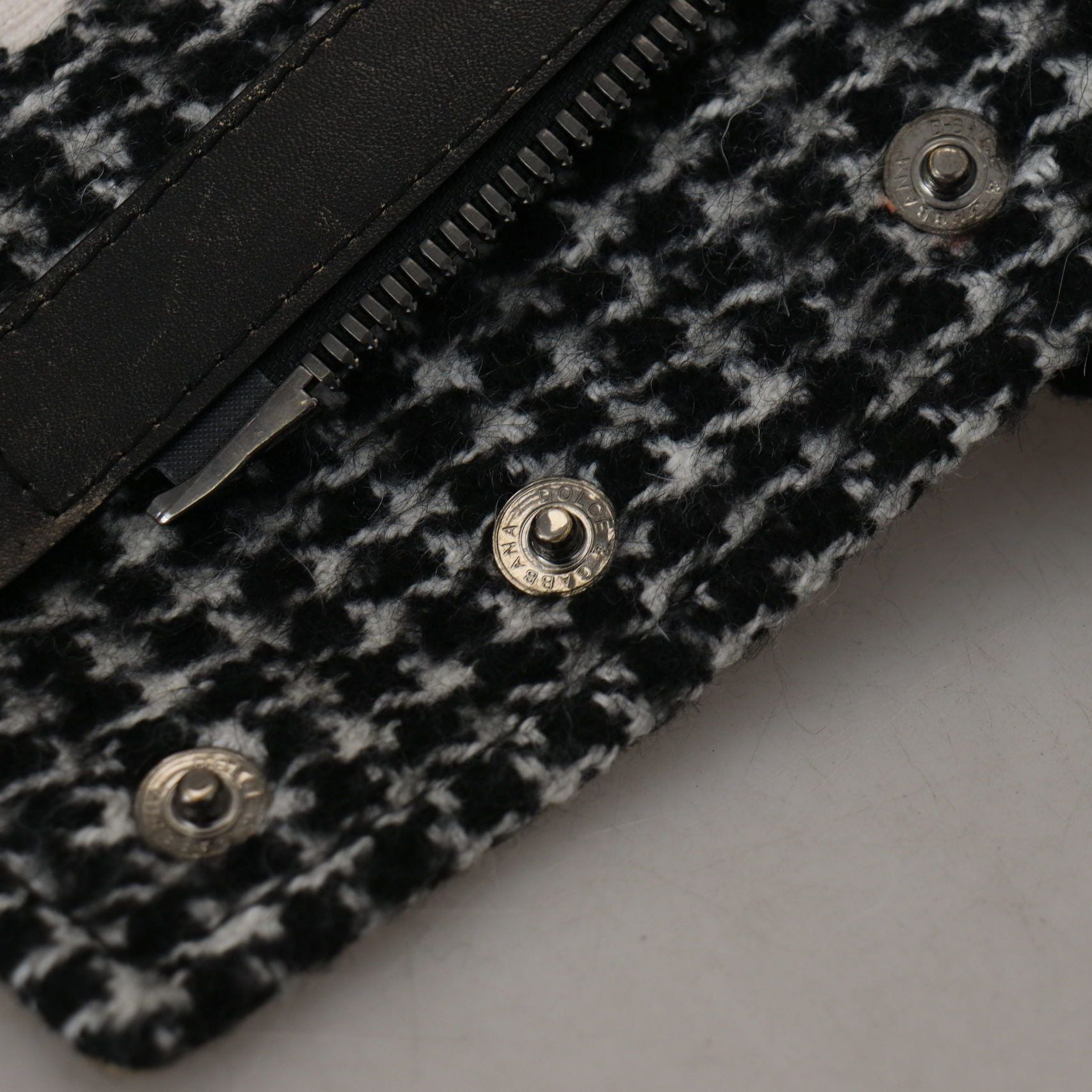 Dolce & Gabbana Black Houndstooth Polyester Bomber Jacket