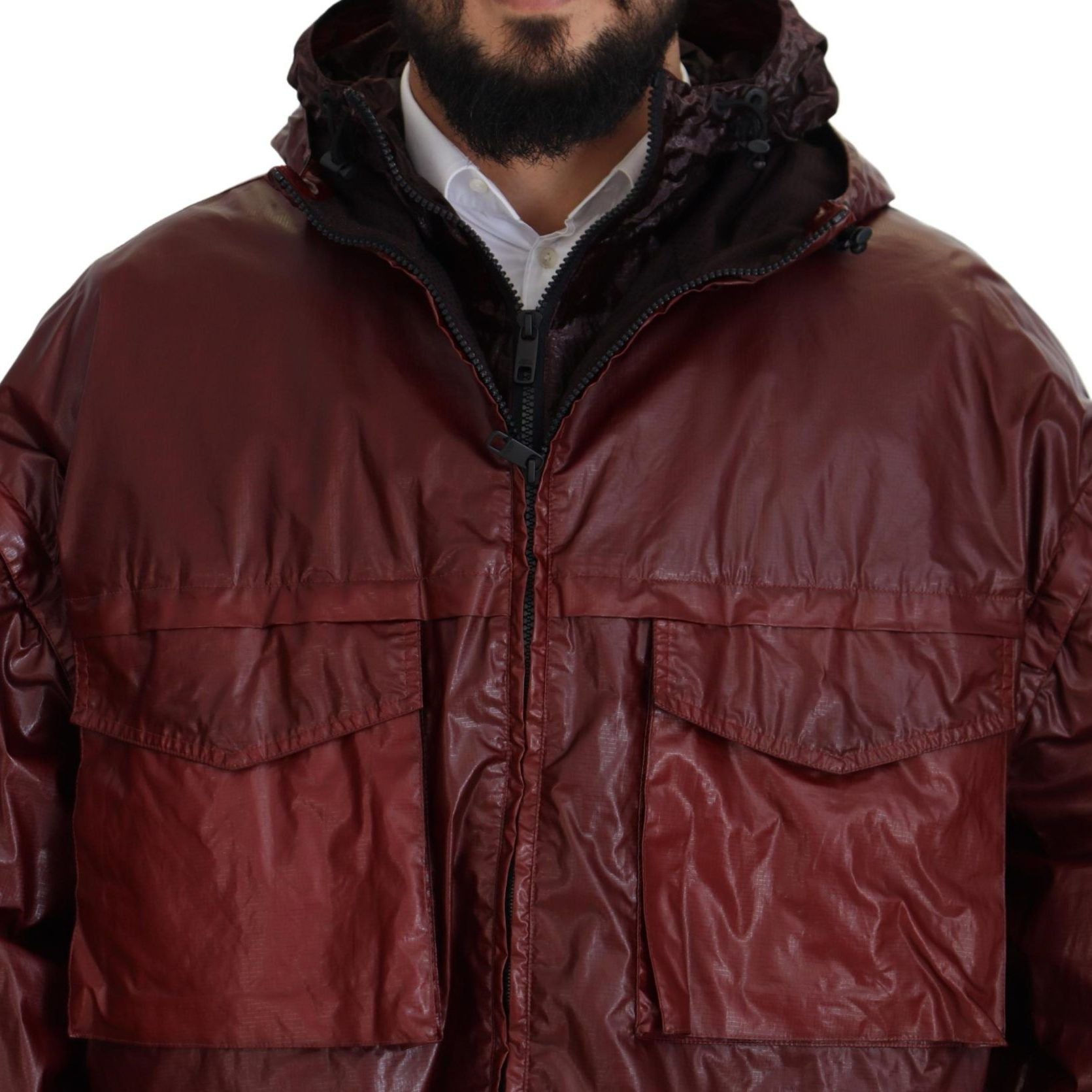 Dolce & Gabbana Bordeaux Cotton Hooded Full Zip Jacket