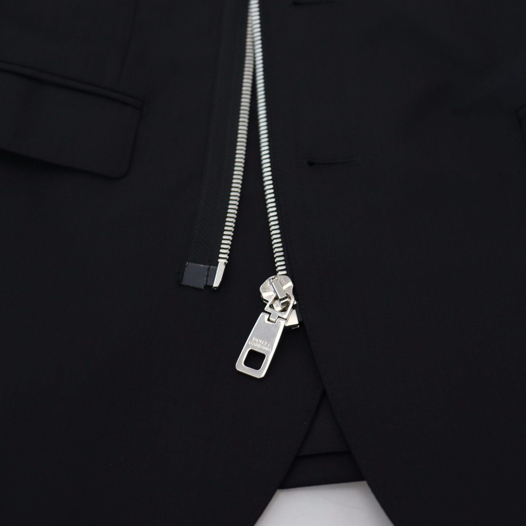 Dolce & Gabbana Black Wool Full Zip Long Sleeves Jacket