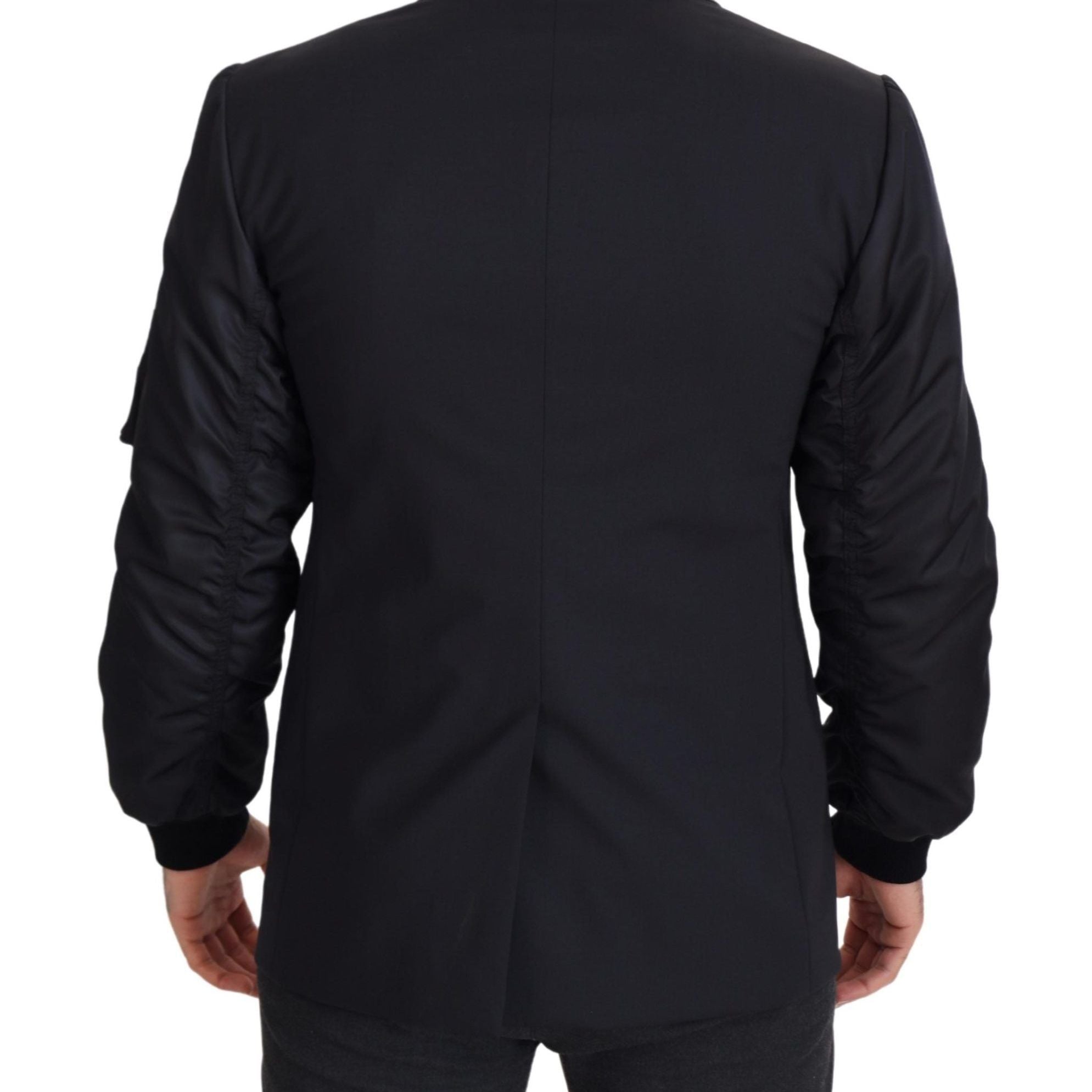 Dolce & Gabbana Black Wool Full Zip Long Sleeves Jacket