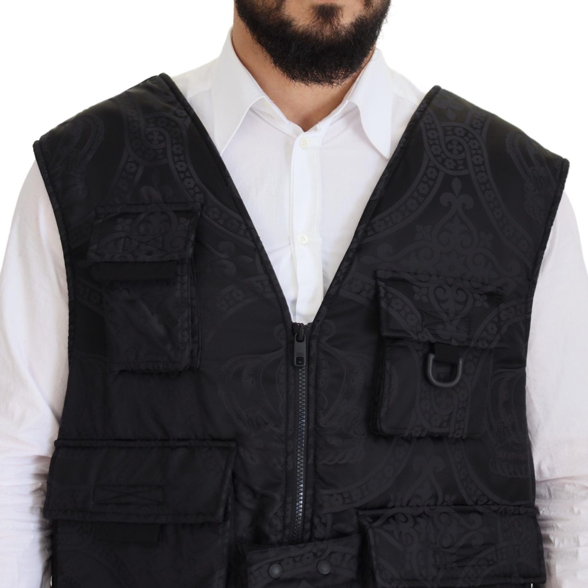 Dolce & Gabbana Black Nylon Full Zip Sleeveless Jacket