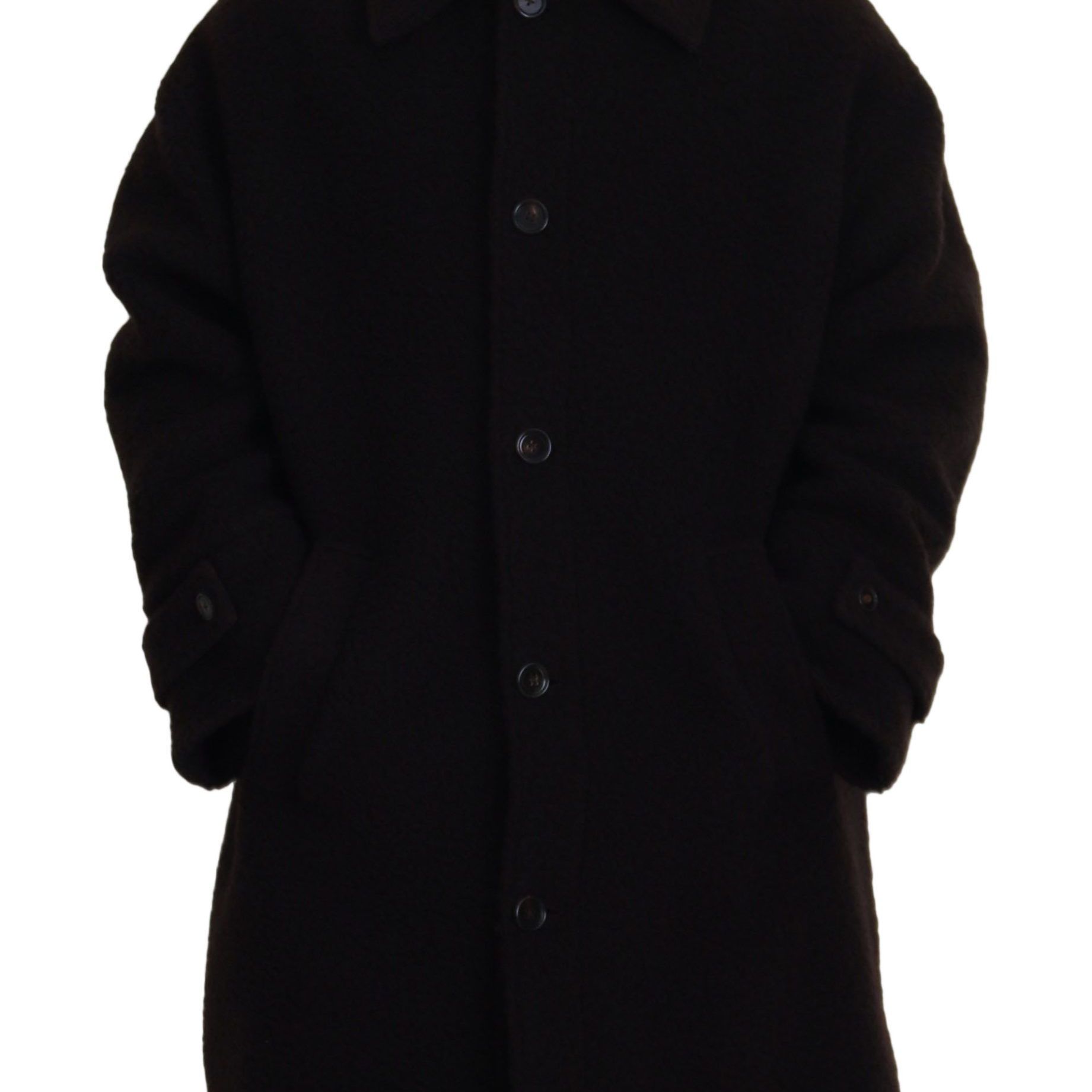 Dolce & Gabbana Black Alpaca Button Down Trench Coat Jacket