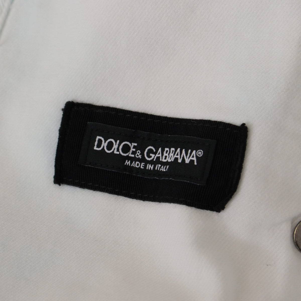 Dolce & Gabbana White Cotton Logo Embroidery Denim Jacket