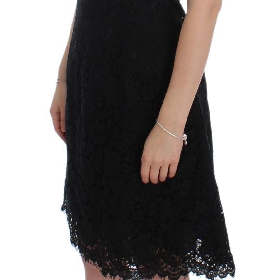 Dolce & Gabbana Black Floral Lace Shift Knee Length Dress