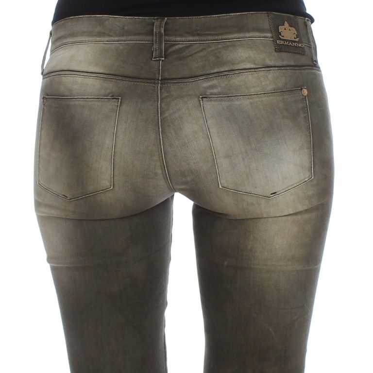 Ermanno Scervino Gray Wash Cotton Blend Slim Fit Jeans