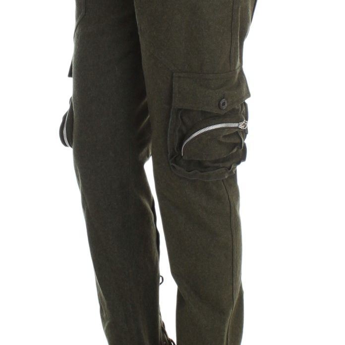 Ermanno Scervino Green Wool Blend Loose Fit Cargo Pants