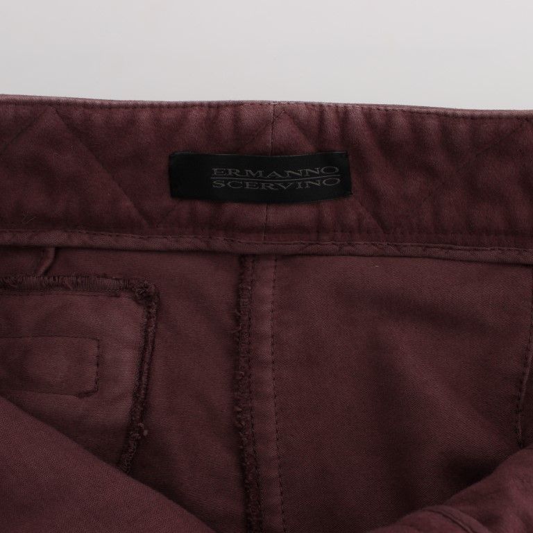 Ermanno Scervino Bordeaux Cotton Cropped Cargo Pants