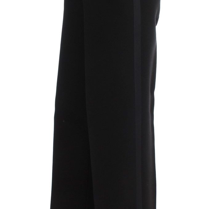 Ermanno Scervino Black Striped Cotton Blend Wide Legs Pants