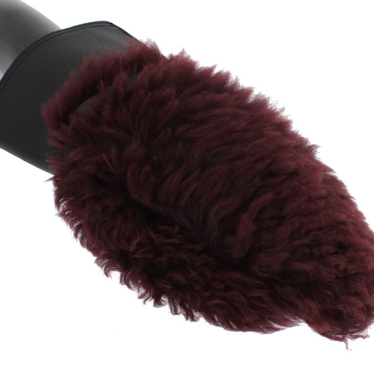 Dolce & Gabbana Black Leather Bordeaux Shearling Gloves