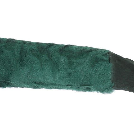 Dolce & Gabbana Green Leather Xiangao Fur Elbow Gloves