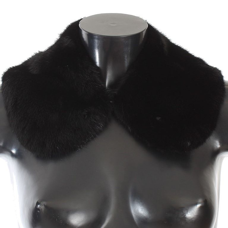 Dolce & Gabbana Black Mink Fur Shoulder Collar Scarf