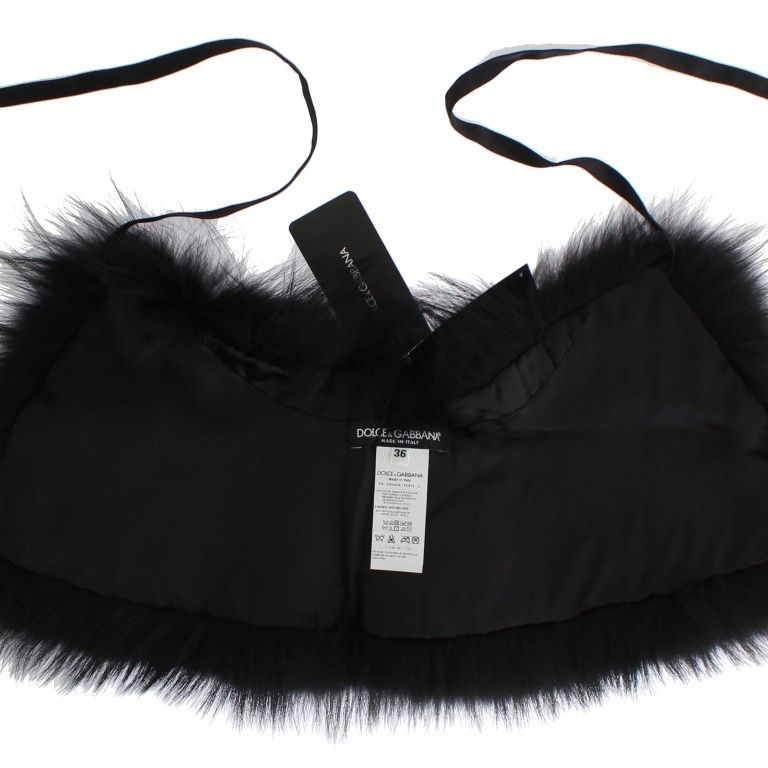 Dolce & Gabbana Black Fox Fur Collar Scarf