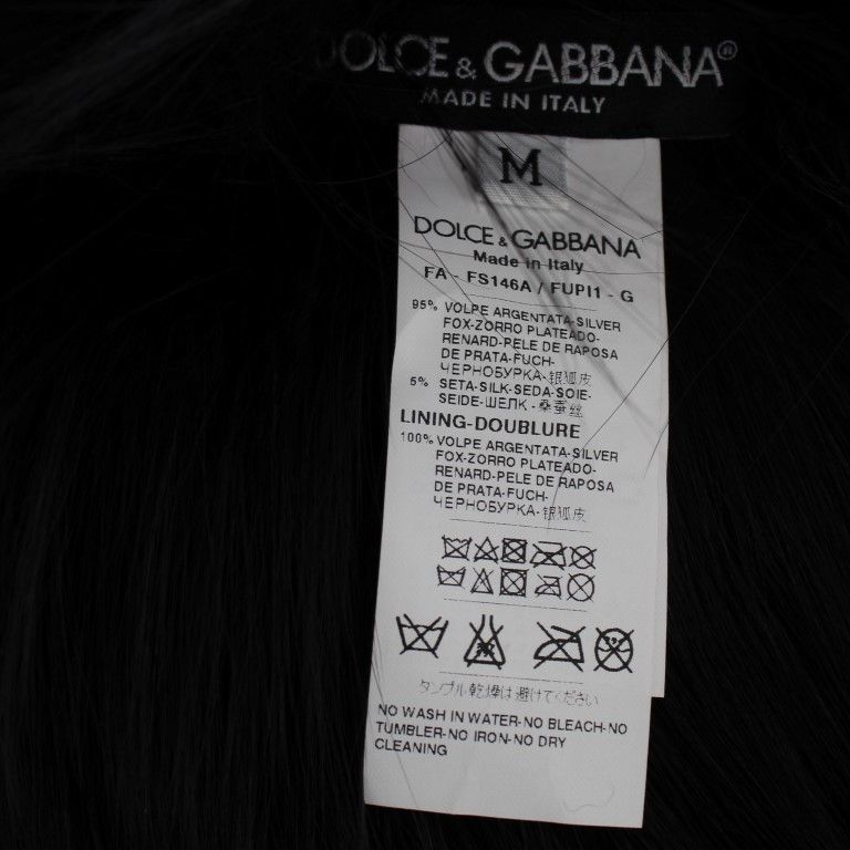 Dolce & Gabbana Black Fox Fur Shoulder Wrap Cover Collar Scarf