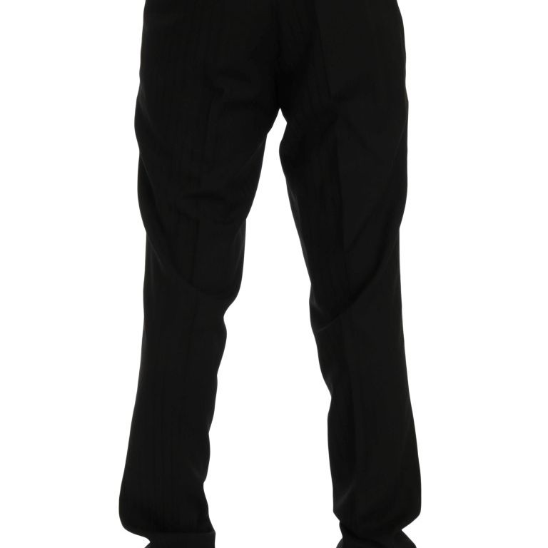Dolce & Gabbana Black Striped Wool Stretch Pants