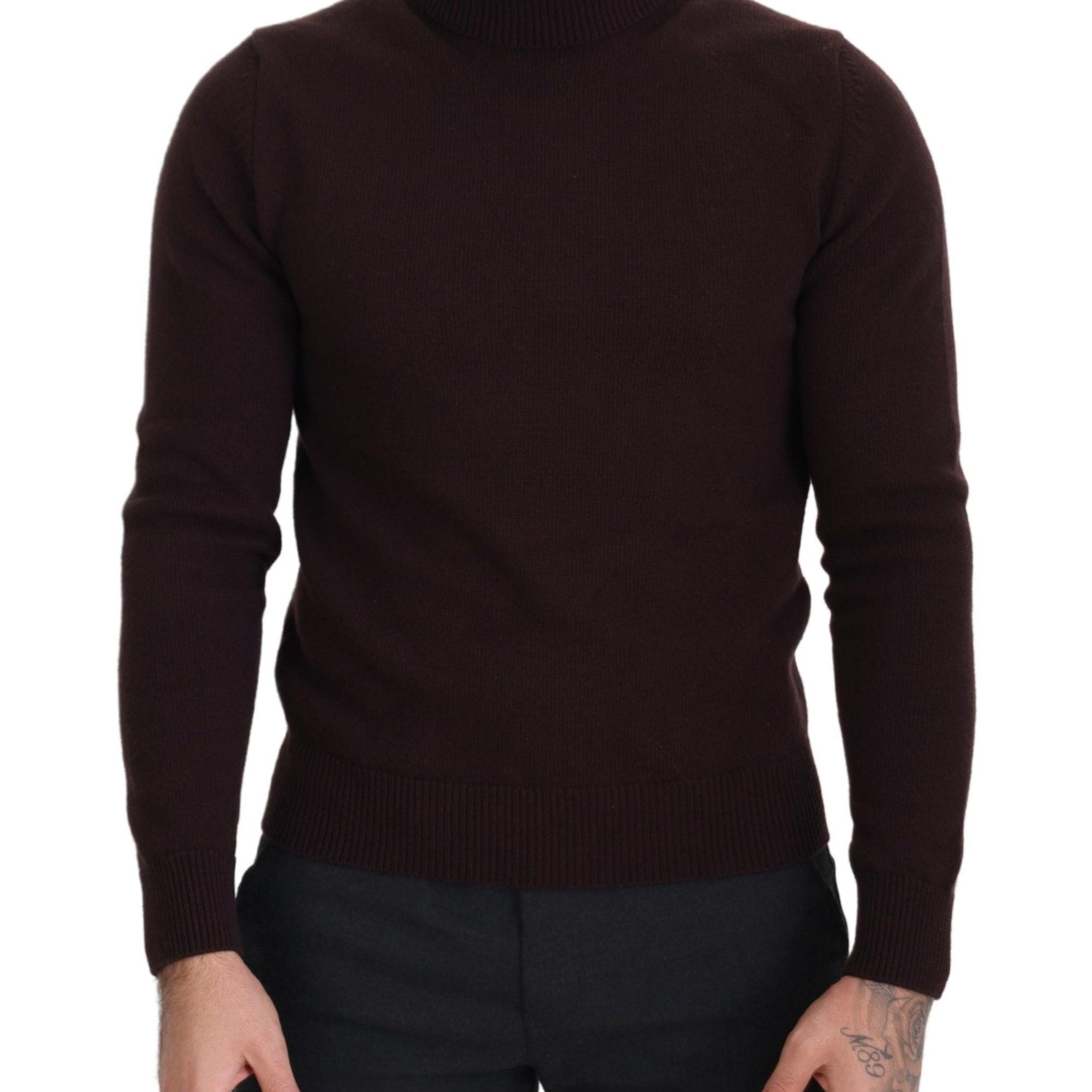 Dolce & Gabbana Brown Wool Turtle Neck Pullover Sweater