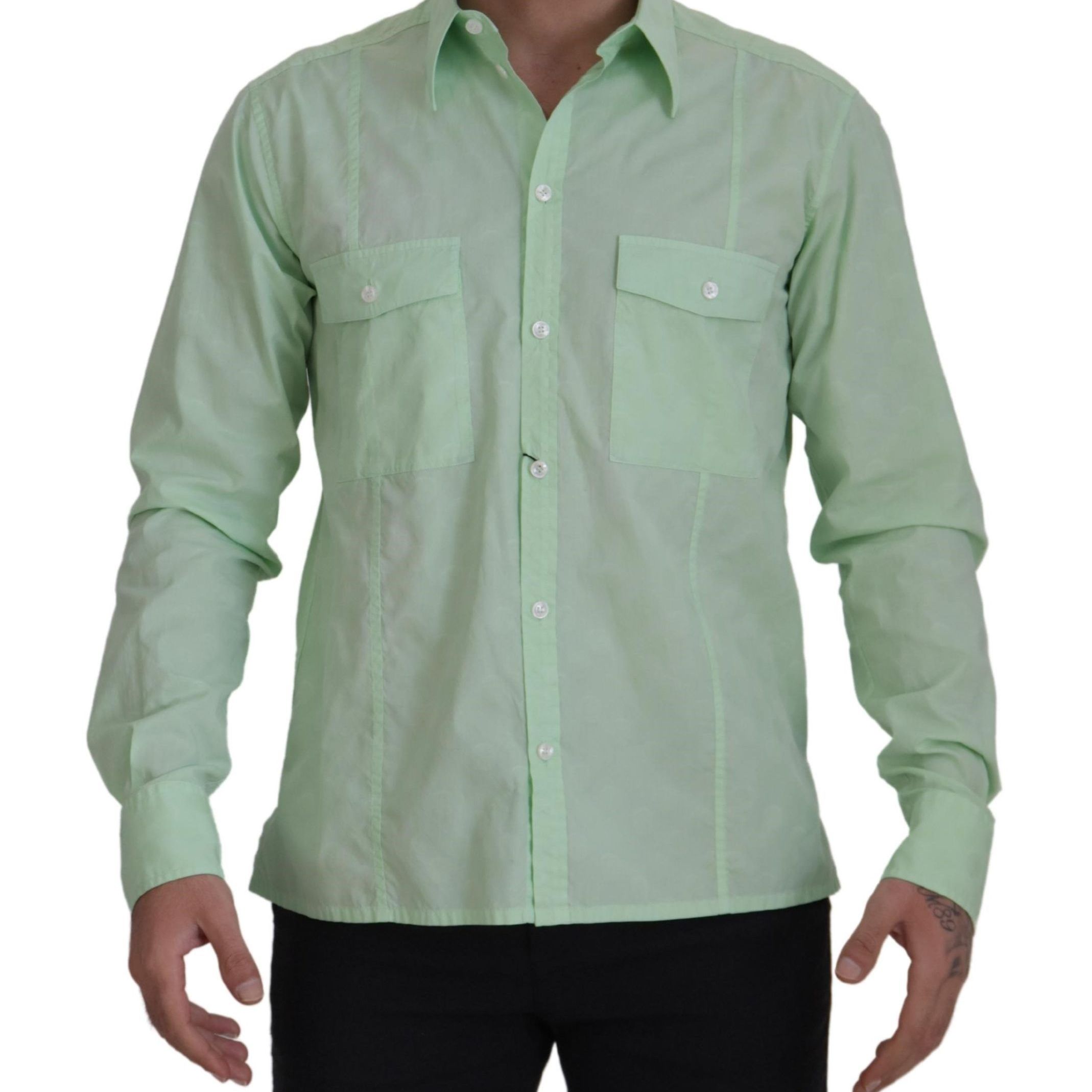 Dolce & Gabbana Mint Green Long Sleeves Button Down Shirt