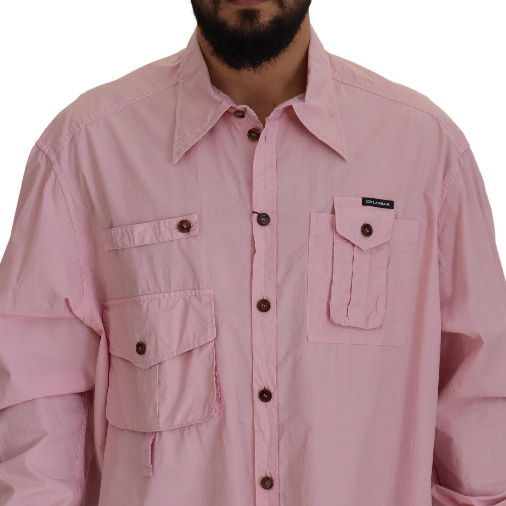 Dolce & Gabbana Pink Casual Button Down Long Sleeves Shirt