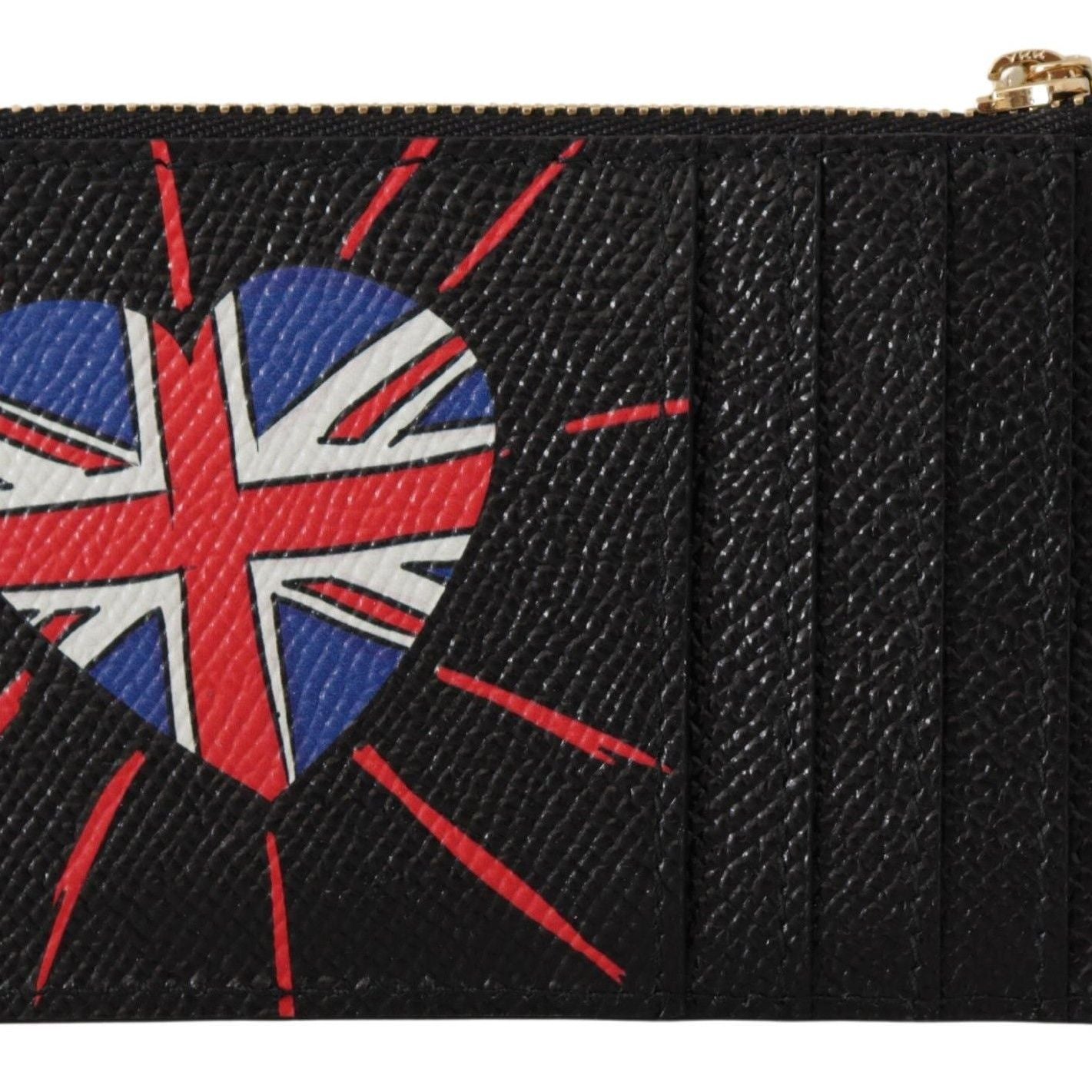 Dolce & Gabbana Black Leather #DGLovesLondon Women Cardholder Coin Case  Wallet