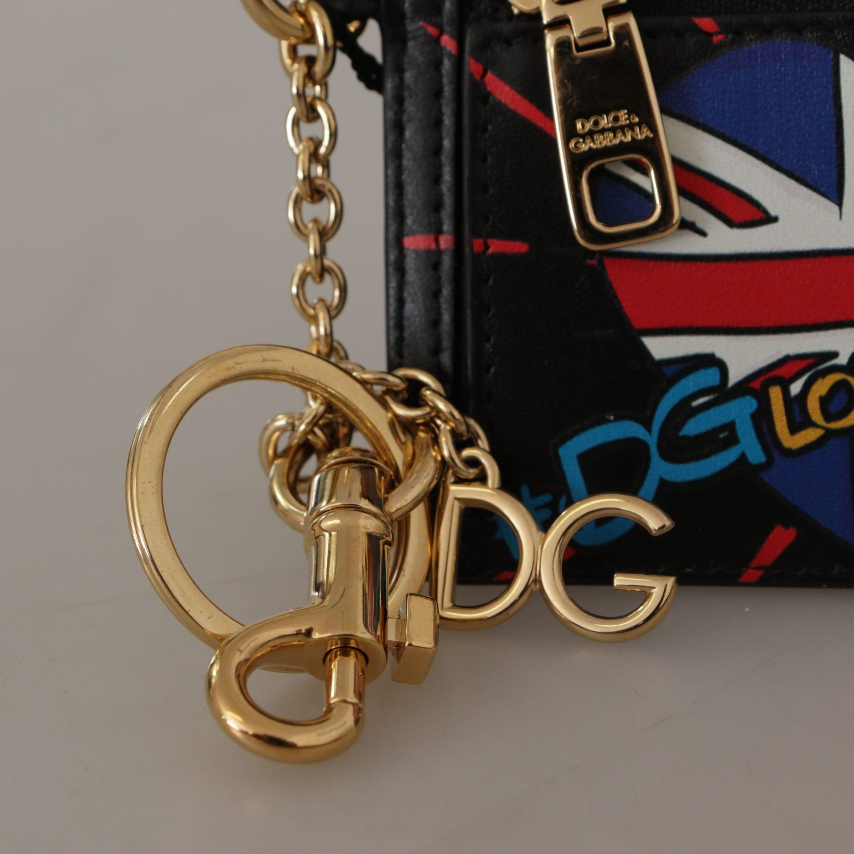 Dolce & Gabbana Black Leather #DGLovesLondon Keyring Cardholder Coin Case