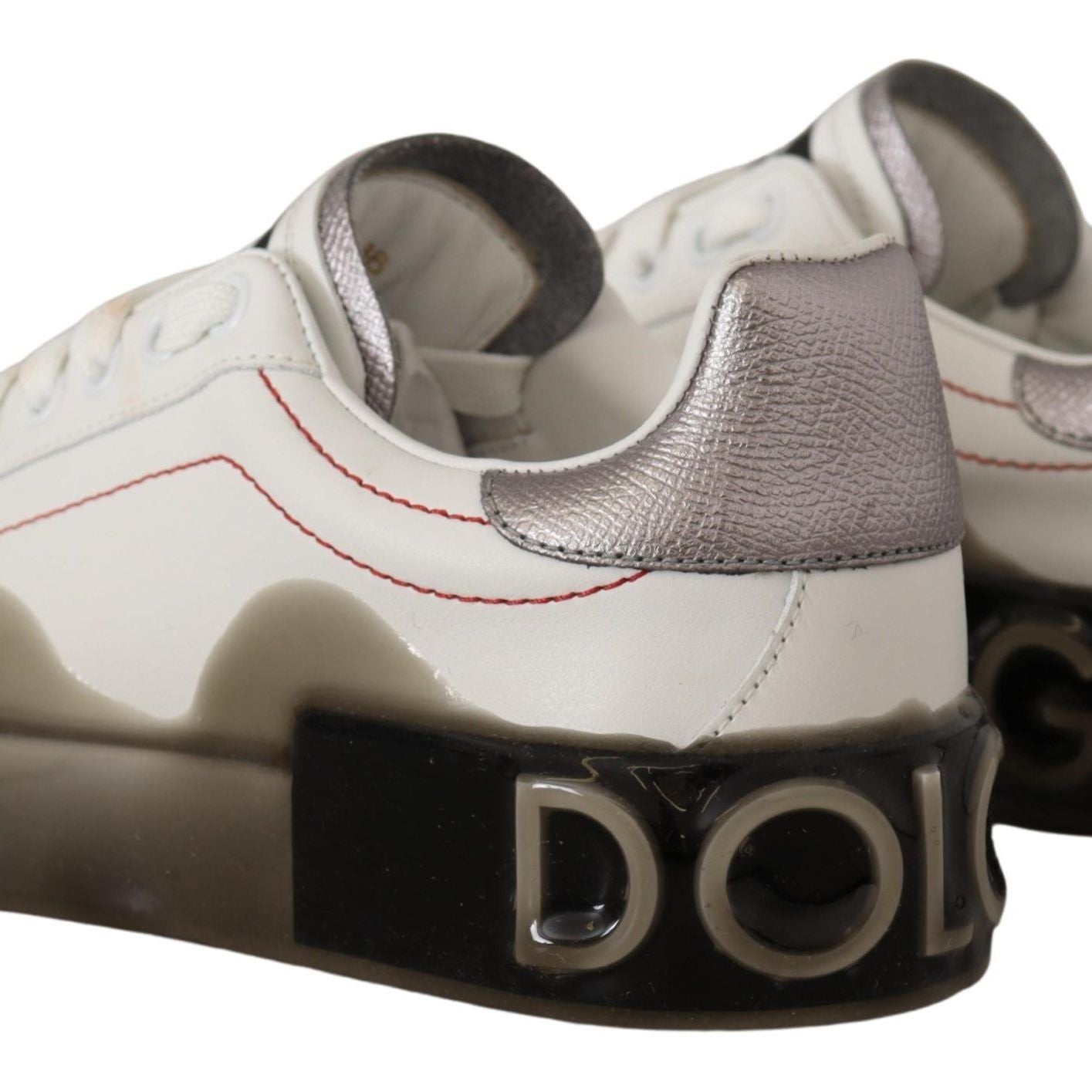 Dolce & Gabbana White Leather Shoes Womens Logo Portofino Sneakers