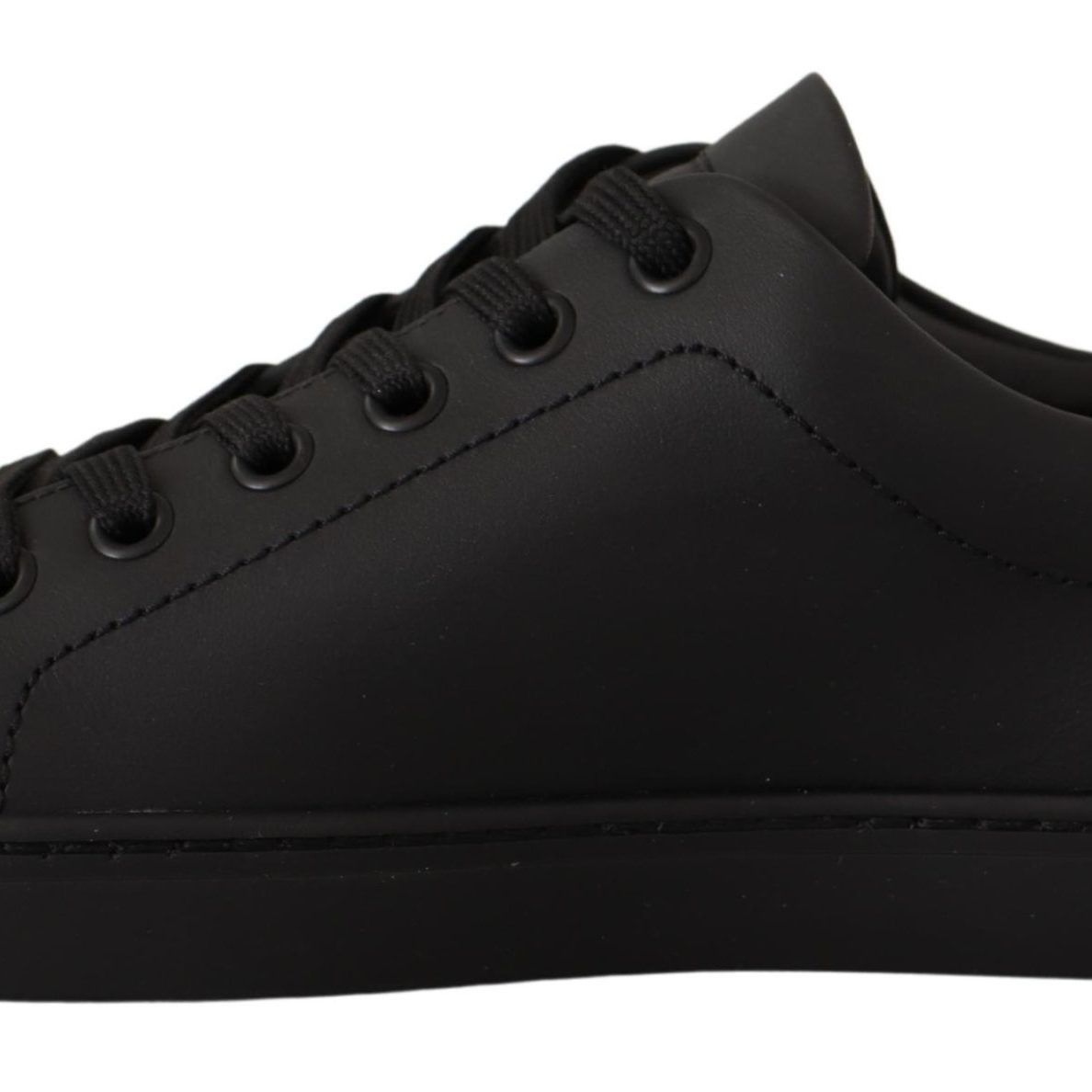 Dolce & Gabbana Black Gold Leather Low Top Sneakers Womens Shoes