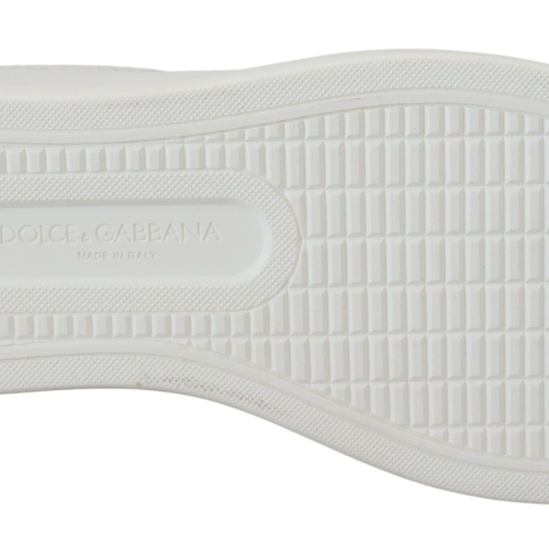 Dolce & Gabbana White Pink Leather Low Top Sneakers Shoes