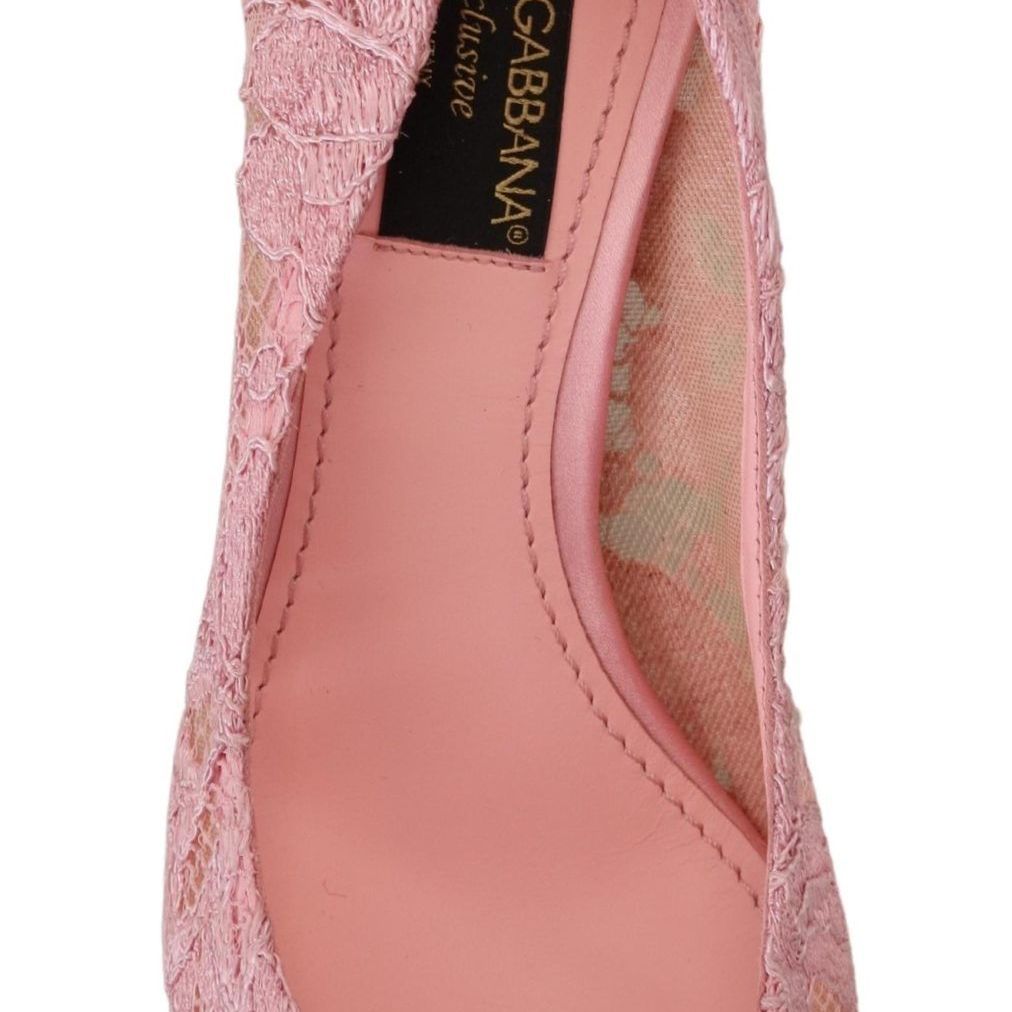 Dolce & Gabbana Pink Taormina Lace Crystal Pumps Pastel Shoes