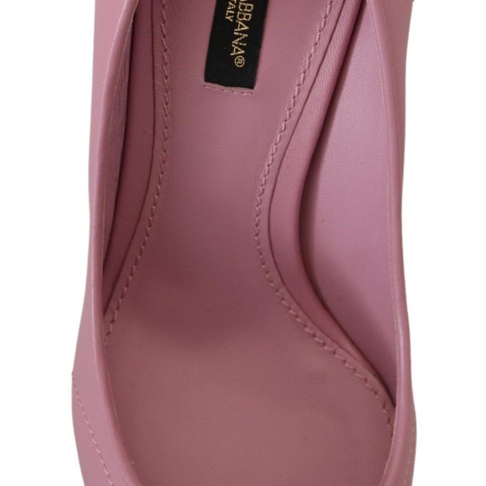 Dolce & Gabbana Pink Leather Heart DEVOTION Heels Pumps Shoes