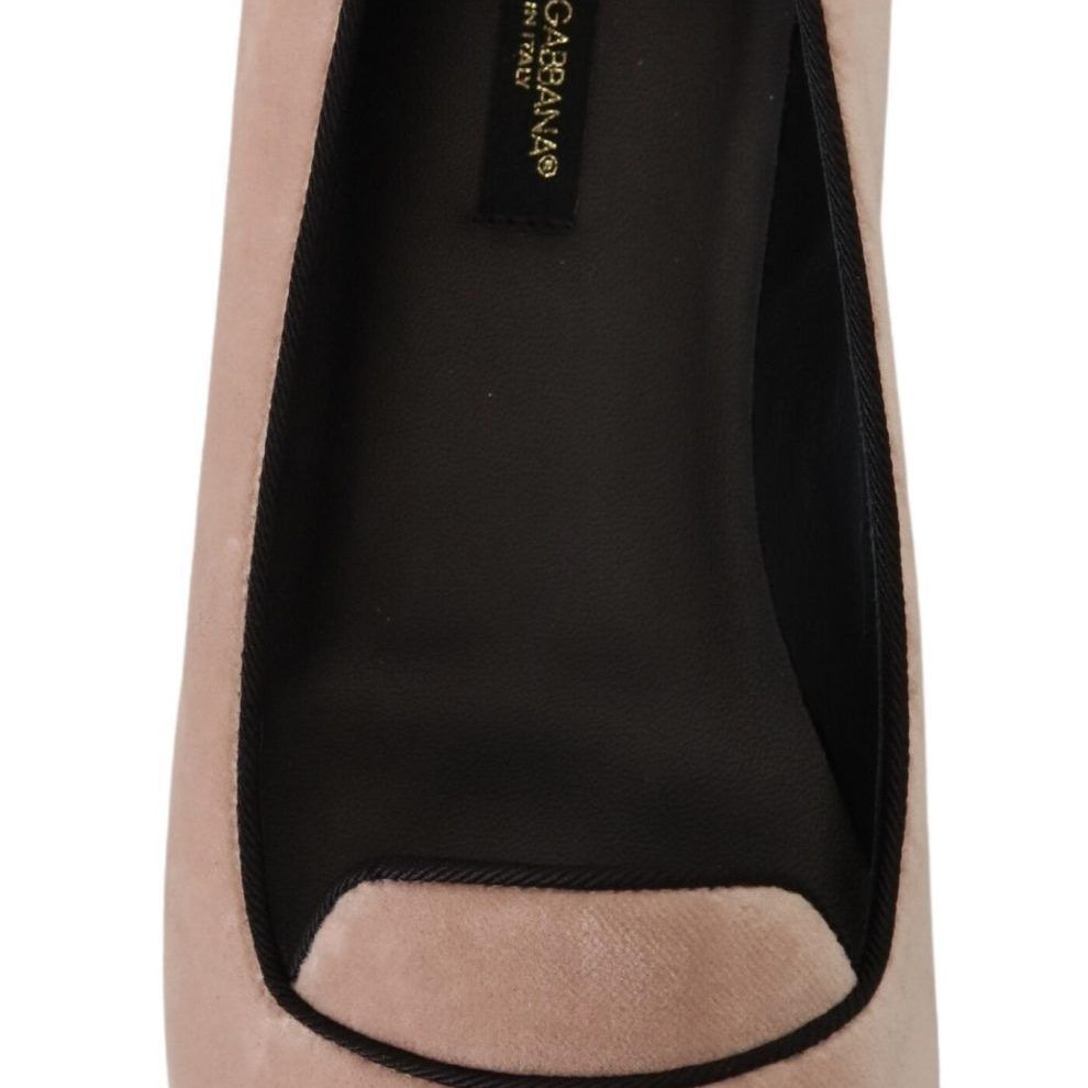 Dolce & Gabbana Pink Velvet Slip Ons Loafers Flats Shoes