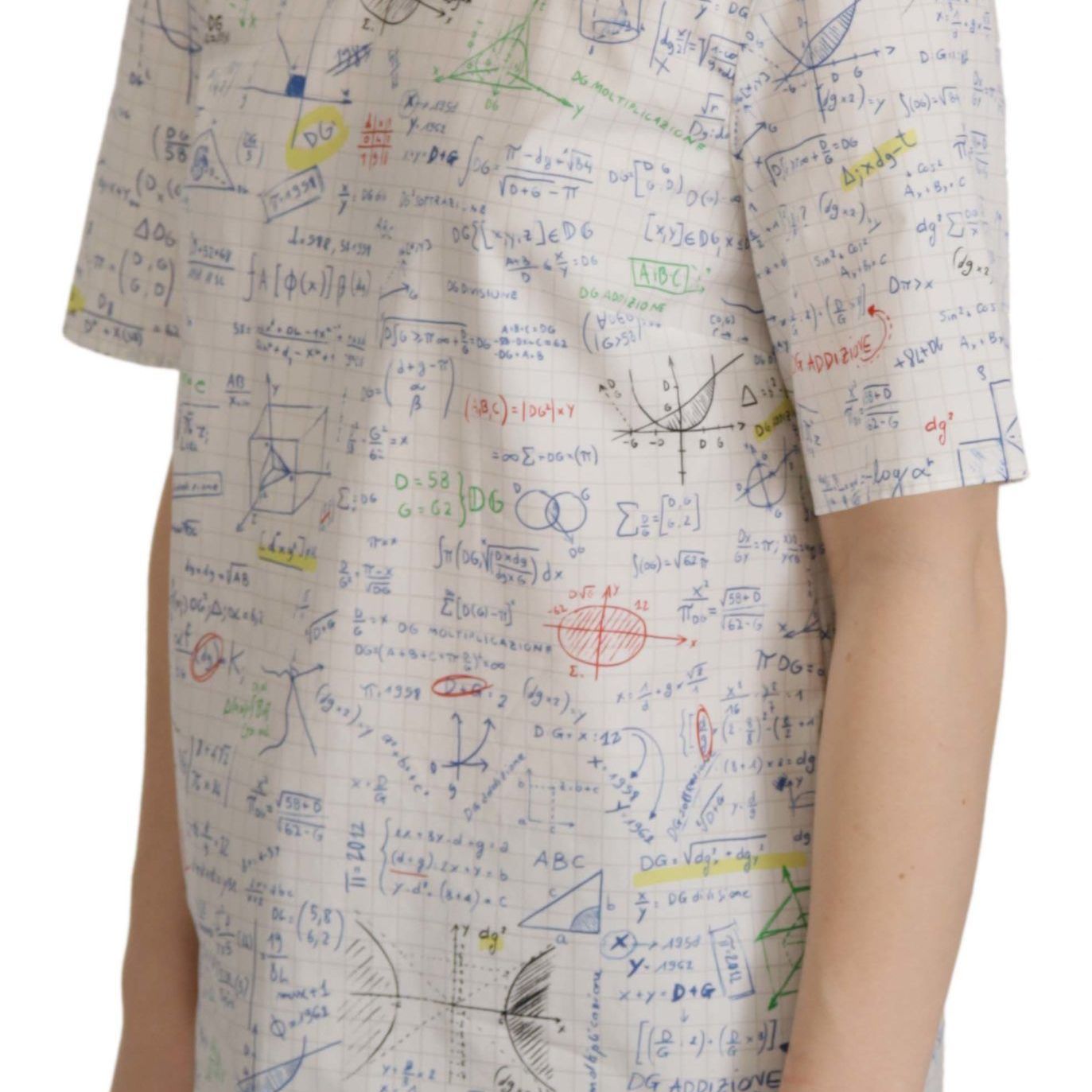 Dolce & Gabbana White Cotton Algebra Print Short Sleeves Top