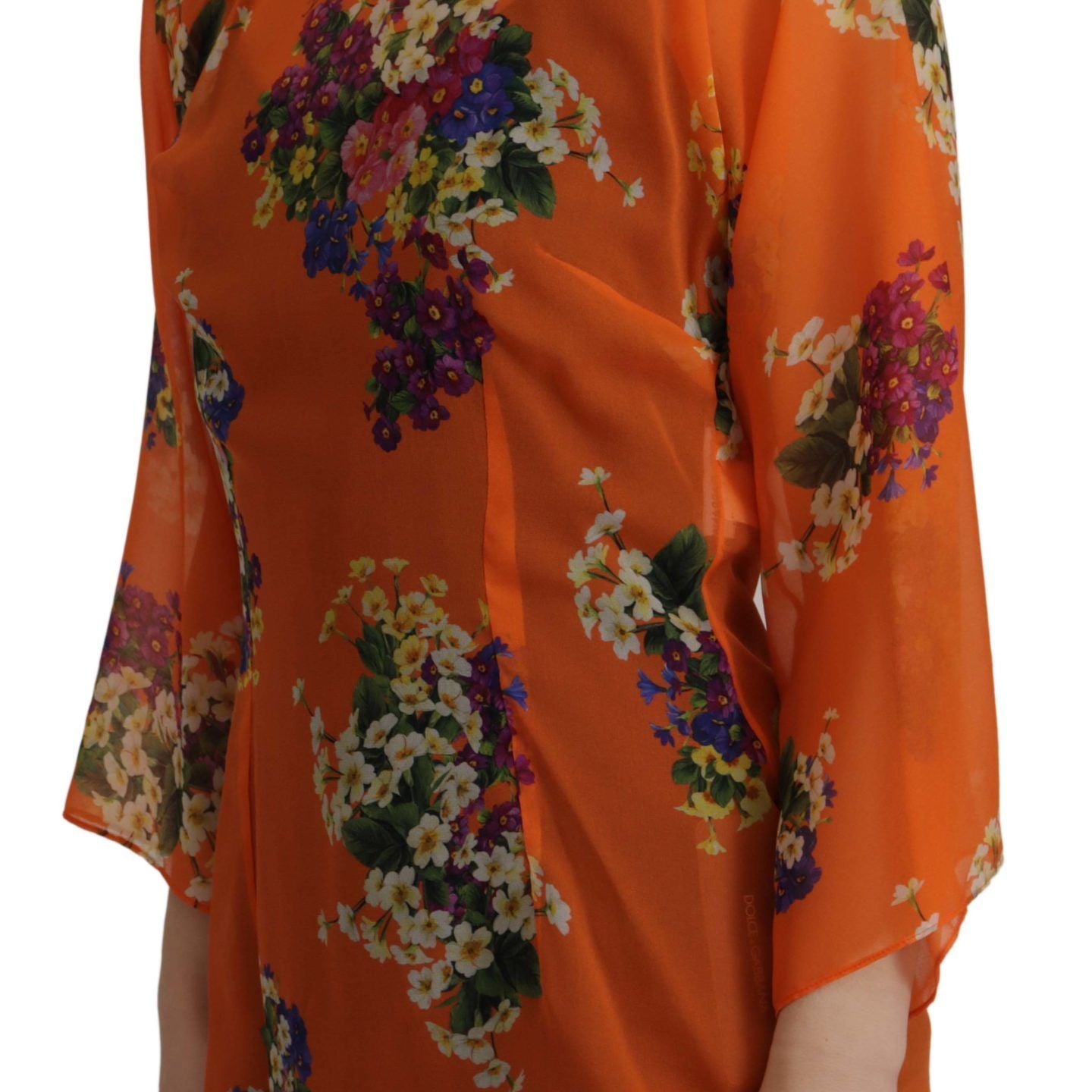 Dolce & Gabbana Orange Floral Print Long Sleeve Blouse