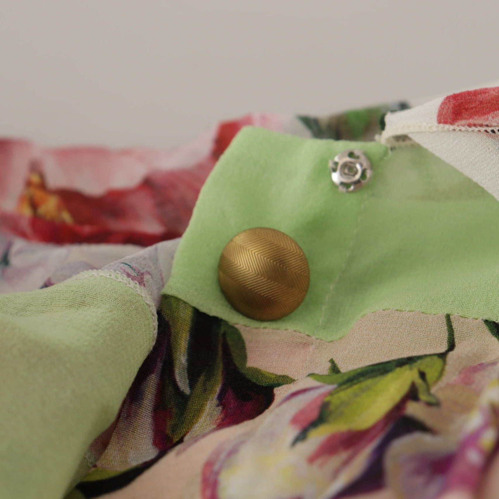 Dolce & Gabbana Multicolor  Floral Patchwork Design Ascot Collar Top Blouse