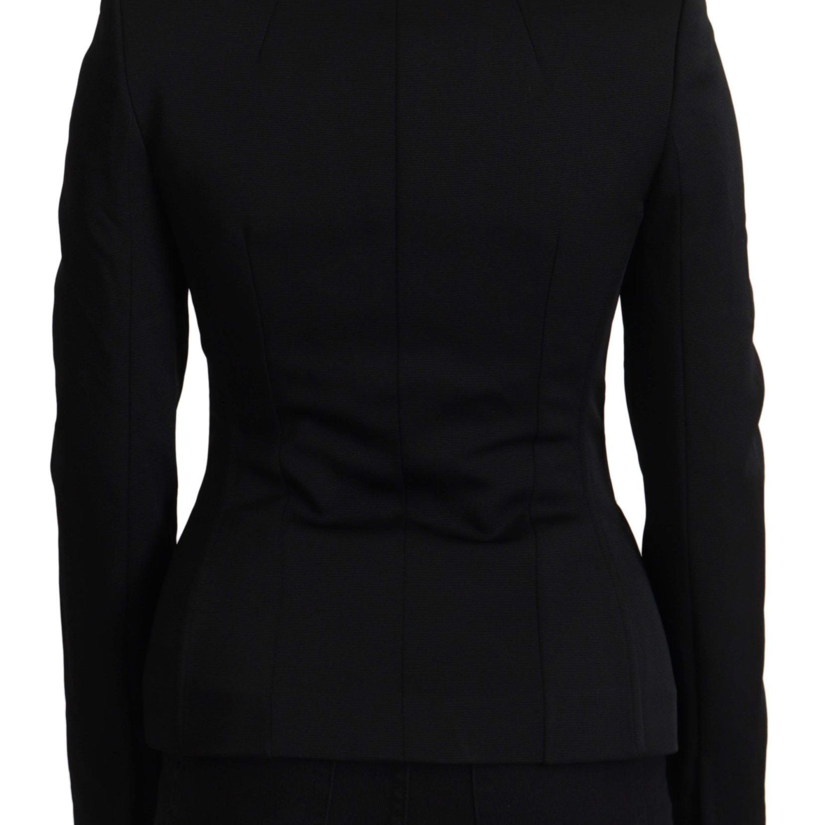 Dolce & Gabbana Black Slim Fit Long Sleeves Snap Jacket