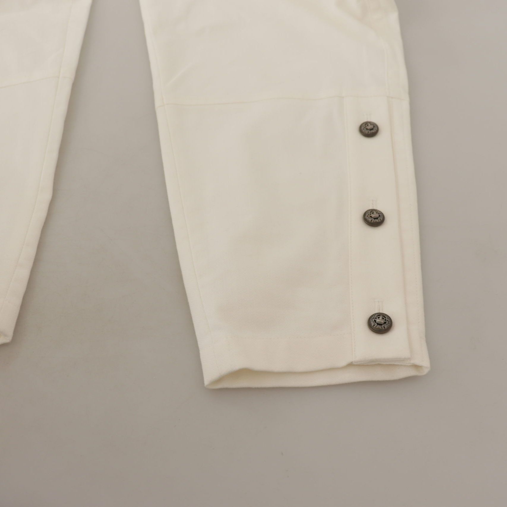 Dolce & Gabbana White High Waist Tapered Women Cotton Pants