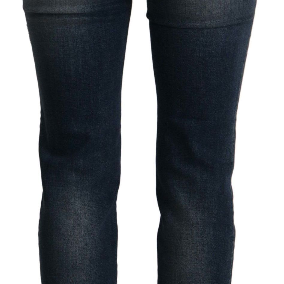 Dolce & Gabbana Blue Denim Crystal Embellished Pants Jeans